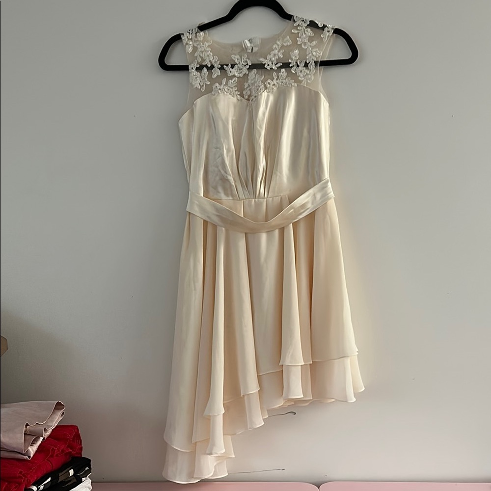 Elegant Cream Dress with Floral Lace